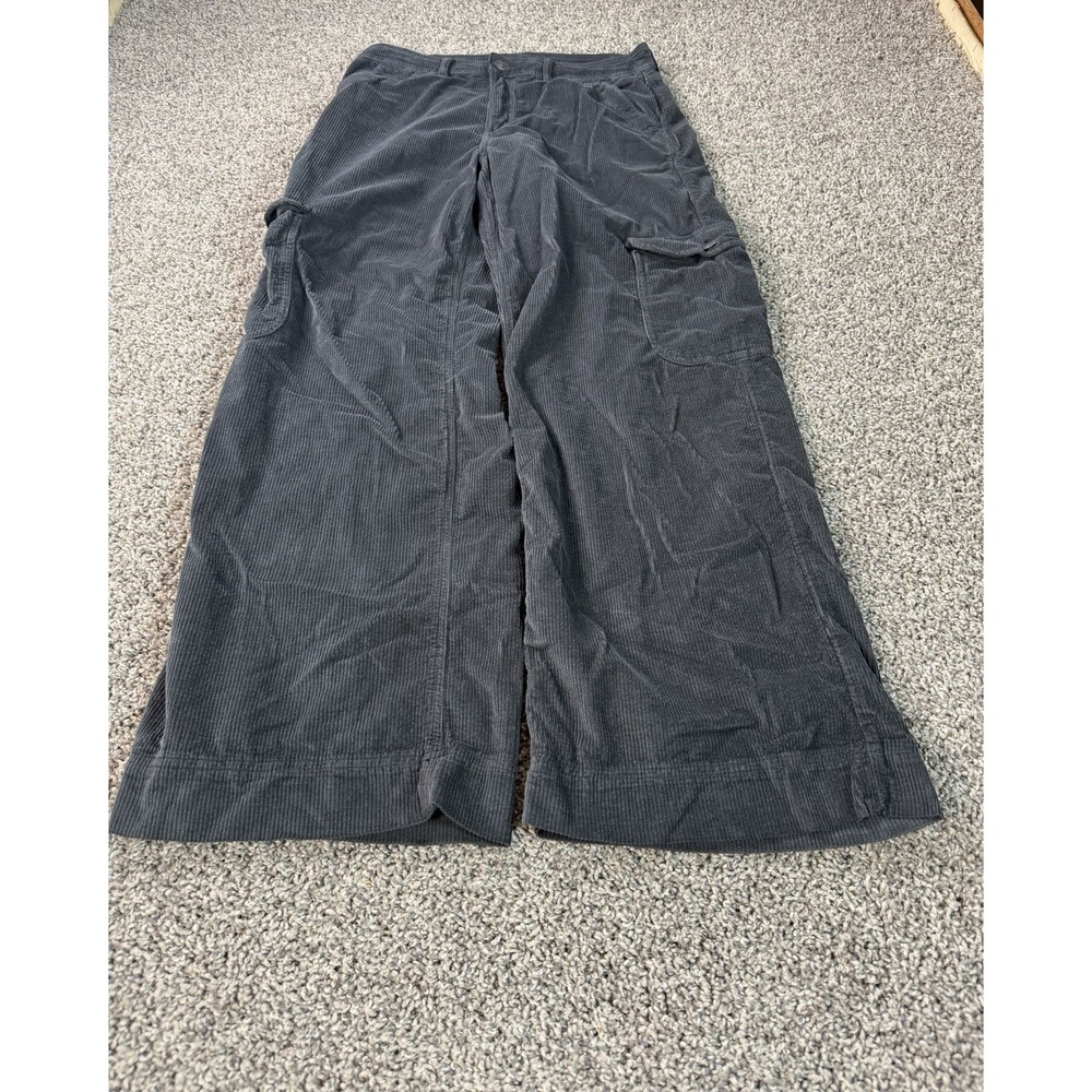 American Eagle High Rise Baggy Wide Leg Corduroy Pants Women's Size 8 Black